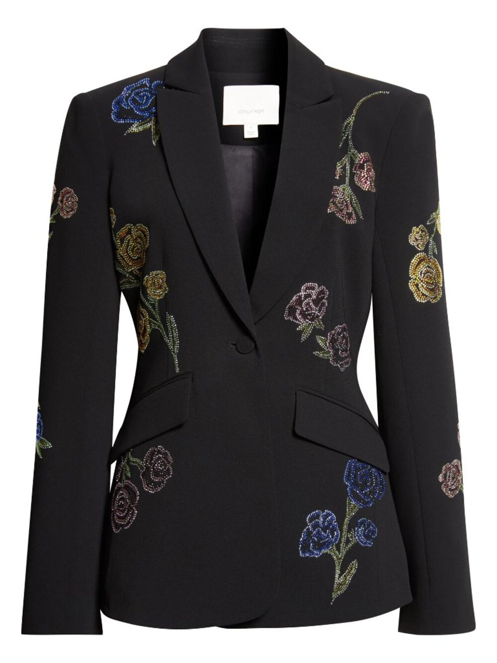 Cinq à Sept Floral Ribbons Diamante Crepe Jacket - Picture 3 of 10